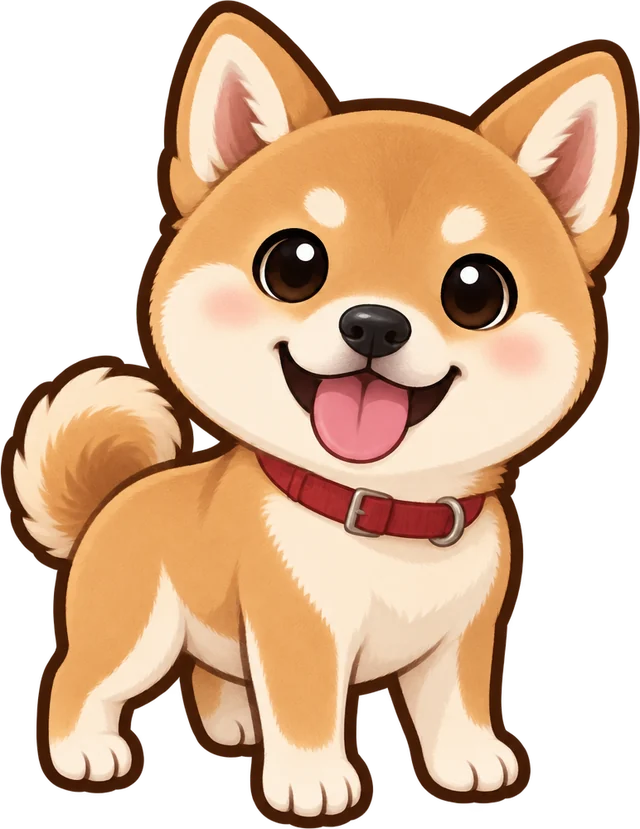アプリが描いた うちの子:赤い首輪の柴犬
